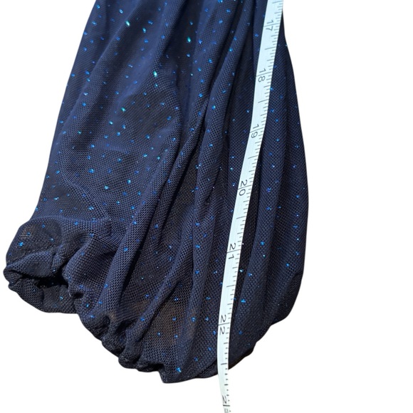 Urban Heritage Night Out Navy Sparkle Ruched Mesh Top Long Sleeve L - Picture 7 of 10